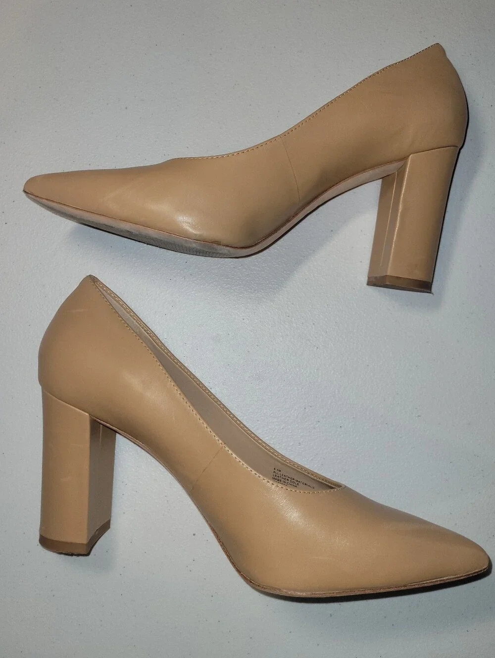 Antonio Melani Nude Pointed-Toe Block Heel Pumps